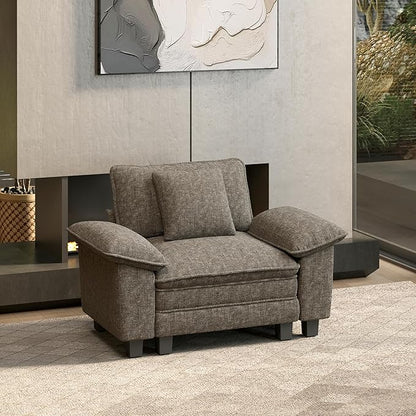 HERA'S HOUSE 54" Modular Sectional Sofa Couches for Living Room, Comfy Cloud Couch 1-Seater Deep Seat Sofa with Throw Pillow, Chenille Ash