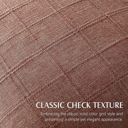 Foindtower Set of 2 Decorative Linen Check Throw Pillow Covers Neutral Farmhouse Vintage Cushion Covers Modern Boho Home Decor for Sofa Chair Couch Bedroom Living Room,26×26 Inch,Autumnal Red