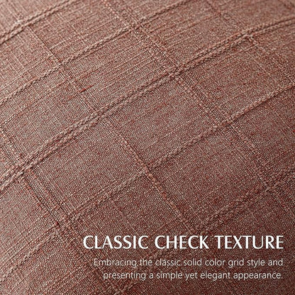 Foindtower Set of 2 Decorative Linen Check Throw Pillow Covers Neutral Farmhouse Vintage Cushion Covers Modern Boho Home Decor for Sofa Chair Couch Bedroom Living Room,20×20 Inch,Autumnal Red