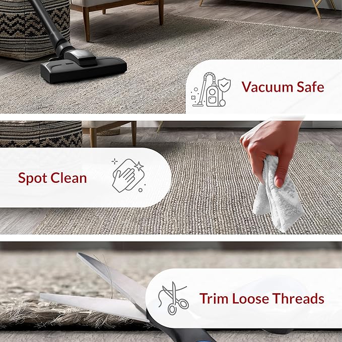 nuLOOM 6x9 Rigo Jute Hand Woven Area Rug, Grey, Solid Farmhouse Design, Natural Fiber, For Bedroom, Living Room, Dining Room, Hallway, Office, Kitchen, Entryway