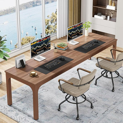 Tribesigns 78.7 Inches Extra Long Computer Desk 2 Person Desk, Double Long Desk, Workstaion for Home Office, Coffee Brown