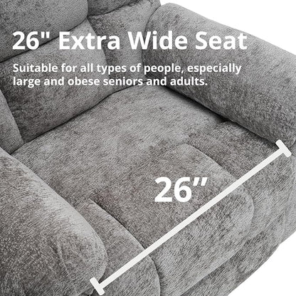 Oversized Power Lift Recliner Chair for Elderly, Electric Lift Chair with Masssage and Heat, Overstuffed Power Recliner for Adults, 3 Positions,USB Ports, Side Pockets,Grey