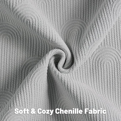 FUTEI Dusty Blue Chenille Decorative Throw Pillow Covers 12x20 Inch Set of 2,Soft Cozy Striped Geometric Patterns Lumbar Pillow Cases,Modern Home Decor for Couch Bed Living Room