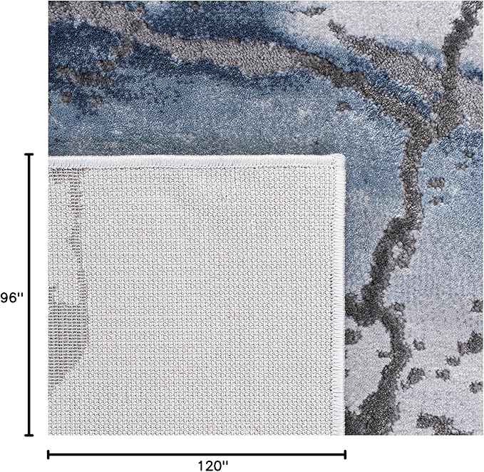 SAFAVIEH Craft Collection Area Rug - 8' x 10', Grey & Blue, Modern Abstract Design, Non-Shedding & Easy Care, Ideal for High Traffic Areas in Living Room, Bedroom (CFT877L)