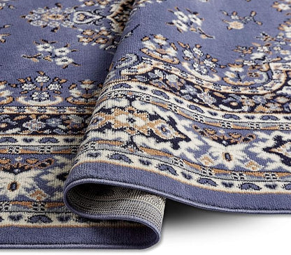 Home Dynamix Premium Sakarya Traditional Medallion Border Area Rug, Country Blue, 9'2"x12'5" Rectangle