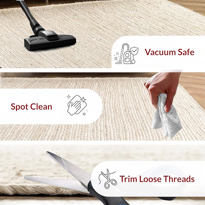nuLOOM 5 Round Rigo Jute Hand Woven Area Rug, Off White, Solid Farmhouse Design, Natural Fiber, For Bedroom, Living Room, Dining Room, Hallway, Office, Kitchen, Entryway