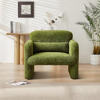 33.9'' Upgrade Lambswool Fabric Accent Chair with Arms, Modern Single Sofa Chair Armchair Upholstered Comfy Reading Arm Chair for Bedroom, Living Room