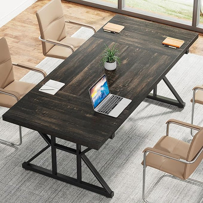 Tribesigns 70.8-Inch Executive Desk, Large Computer Office Desk Workstation, Modern Simple Style Laptop Desk Study Writing Table Business Furniture for Home Office (Black Oak, 70.8 Inch)