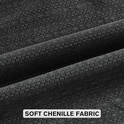 FUTEI Black Chenille Throw Pillow Covers 24x24 Inch Set of 2,Soft Striped & Diamond Textured European Cushion Cases,Modern Home Decor for Couch Living Room