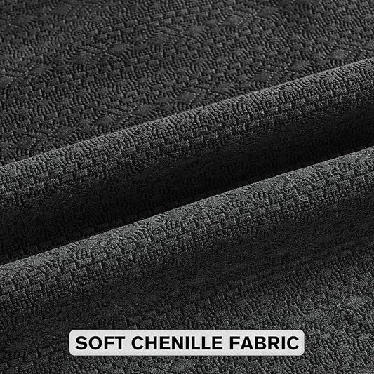 FUTEI Black Chenille Throw Pillow Covers 24x24 Inch Set of 2,Soft Striped & Diamond Textured European Cushion Cases,Modern Home Decor for Couch Living Room