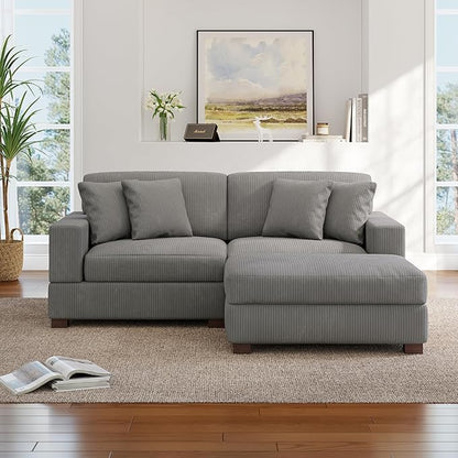 Modular Sectional Couches for Living Room, Modern Loveseat 2-Seater Sofa Couch with Ottoman, Upholstered Couches for Living Room Bedroom, Light Grey