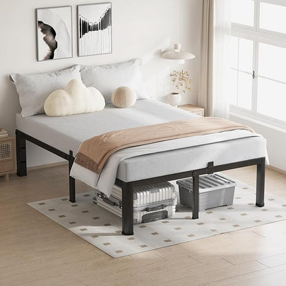 20 Inch Full Size Bed Frame, 3500Lbs Heavy Duty Metal Platform with Round Corner Legs Mattress Slide Stopper, Steel Slat Support No Box Spring Needed, Noise Free, Non-Slip, Easy Assembly