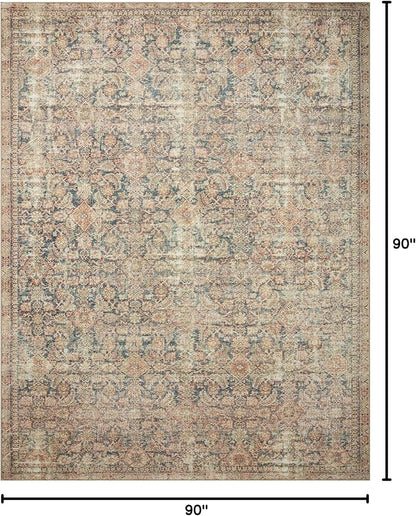 Loloi Angela Rose Aubrey Collection AUB-01 Navy/Multi 7'-6" x 7'-6", .19" Pile Height, Round Area Rug