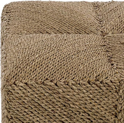 SAFAVIEH Couture Collection - Malta Natural Woven Seagrass Square Ottoman, Fully Assembled (CWK2028A)