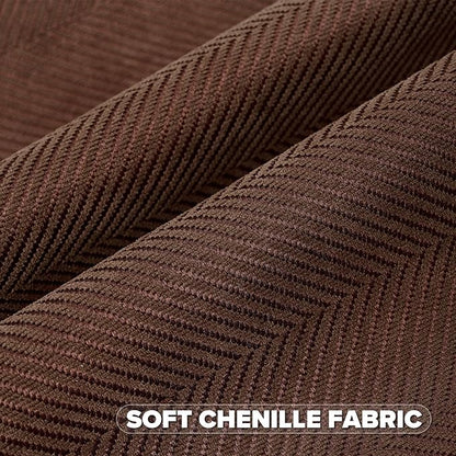 FUTEI Dark Brown Chenille Throw Pillow Covers 20x20 Inch Set of 2,Soft Wide Chevron Textured Cushion Case,Farmhouse Home Decor for Couch Bed Living Room