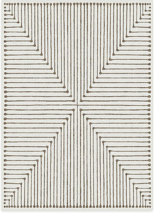 RUGGABLE x Jonathan Adler Machine Washable Modern Area Rug – Inkdrop Camel & Ivory 5x7, Stain-Resistant, Non-Slip – Medium Rugs for Living Room, Bedroom, Hallway, Entryway & Office–with Cushioned Pad