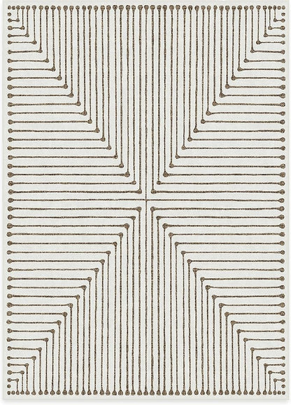 RUGGABLE x Jonathan Adler Machine Washable Modern Area Rug – Inkdrop Camel & Ivory 5x7, Stain-Resistant, Non-Slip – Medium Rugs for Living Room, Bedroom, Hallway, Entryway & Office–with Standard Pad