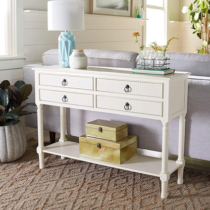 Safavieh Home Collection Haines White 4-Drawer Bottom Shelf Console Table