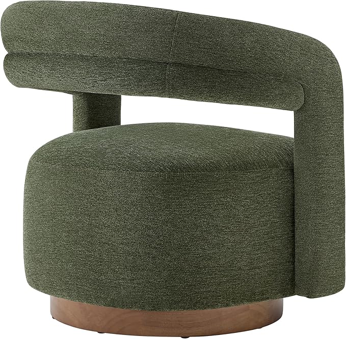 Swivel Accent Chair Set of 2, Upholstered Barrel Chair with Open Back Design, Modern Arm Chair with Wooden Base for Living Room Bedroom Reading Waitingroom,Green
