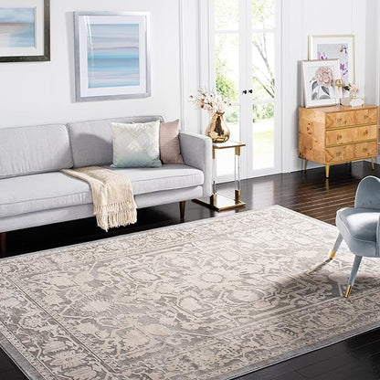 SAFAVIEH Area Rug 10x14 - Reflection Collection - Large - Dark Grey & Cream, Non-Shedding & Easy Cleaning, Ideal for Living Room, Bedroom (RFT665B)
