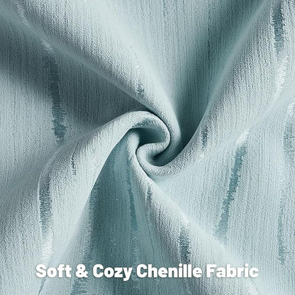 FUTEI Light Blue Chenille Decorative Throw Pillow Covers 20x20 Inch Set of 2,Soft Embossed Striped Textured Cushion Case,Modern Home Decor for Couch Bed Living Room