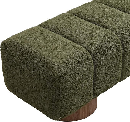 Christopher Knight Home Manila 50" Boucle Fabric Dining Bench, Rectangular Upholstery Ottoman Bench, Bedroom End of Bed Footstool, Living Room Extra Seat Footrest, No Assembly Needed, Jungle Green