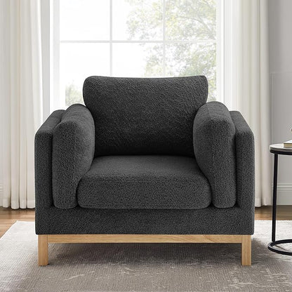VANOMi 41.34" Oversized Accent Chair, Upholstered Armchair with Solid Wood Legs Living Room Chairs with Wide Armrest Pads, Reading Chair for Bedrooms, Apartments, Living Rooms, Offices（Dark Grey）