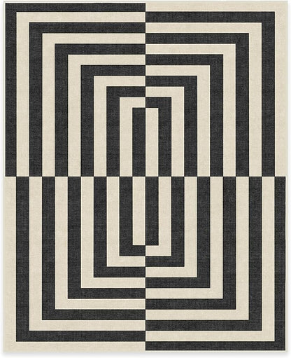 RUGGABLE x Jonathan Adler Machine Washable Modern Area Rug – Op Art Charcoal 8x10, Stain-Resistant, Non-Slip – Large Rugs for Living Room, Bedroom, Hallway, Entryway & Office–with Cushioned Pad