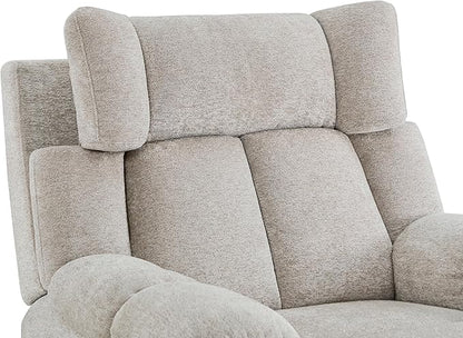 CHITA Oversized Power Recliner Chair with Bluetooth Speakers for Adults, Lay Flat Recliner with Power Lumbar Support, Manual Winged Headrest and USB & Type-C Charging Ports, Taupe