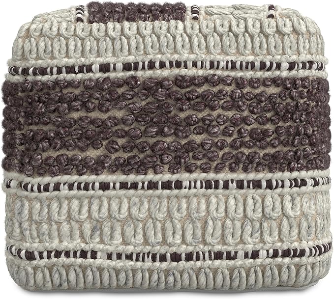 SIMPLIHOME Grady Contemporary Square Pouf in Magenta and Natural Handloom Woven for The Living Room, Bedroom and Kids Room