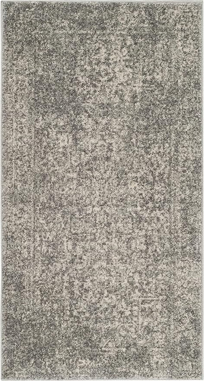 SAFAVIEH Evoke Collection 2'2" x 4' Silver / Ivory EVK256S Oriental Distressed Non-Shedding Living Room Bedroom Accent Rug