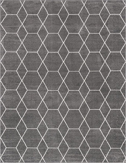 Unique Loom Trellis Frieze Collection Area Rug - Geometric (10' x 13', Dark Gray/ Ivory)