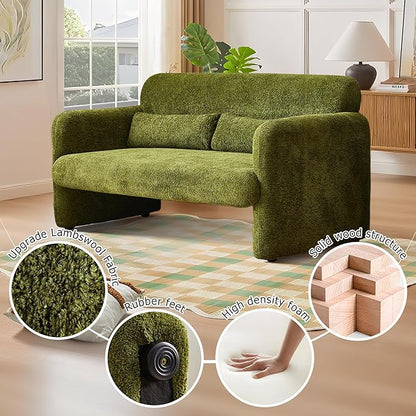 59" W Upgrade Lambswool Fabric Loveseat Sofa, Modern Love seat Couch, Solid and Easy to Install, Upholstered 2-Seater Couch for Bedroom, Apartment, Living Room