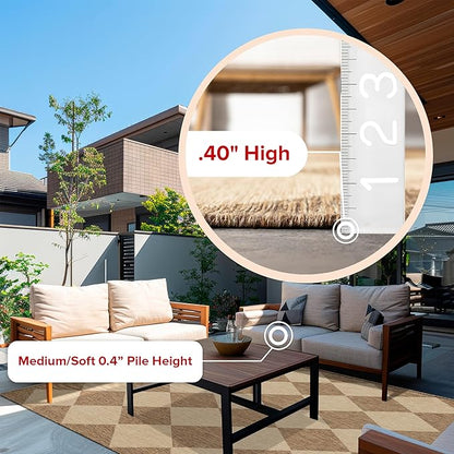 nuLOOM Outdoor Performance Collection Sabina Brown/Ivory, 8' x 10', Soft and Cozy, High Traffic, Stain Resistant, Easy Clean, Durable Area Rug for Indoor/Outdoor Patio, Deck, Porch, Garden, Courtyard