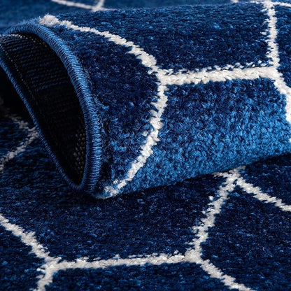 Unique Loom Trellis Frieze Collection Area Rug - Geometric (6' 1" x 9', Navy Blue/ Ivory)