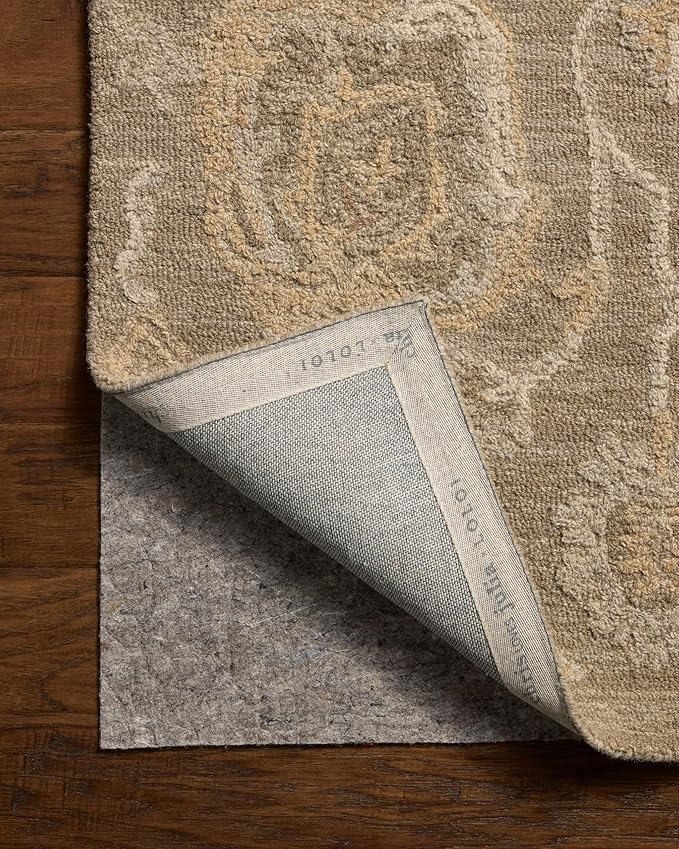 Loloi Chris Loves Julia Dorothea Collection DRT-01 Oak/Natural 5'-0" x 7'-6" Area Rug Wool Neutral Floral Living Room Bedroom Carpet