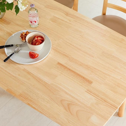 Livinia Aslan 70.9" Malaysian Oak Rectangular Wooden Dining Table/Large Solid Wood Kitchen Desk (Natural Oak)