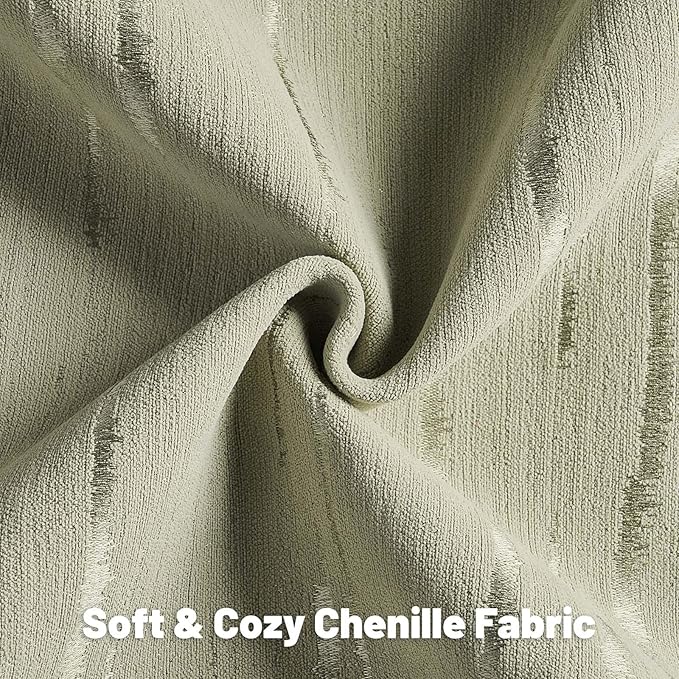 FUTEI Olive Green Chenille Decorative Throw Pillow Covers 16x16 Inch Set of 2,Soft Embossed Striped Textured Cushion Case,Modern Home Decor for Couch Bed Living Room