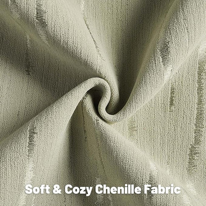 FUTEI Olive Green Chenille Decorative Throw Pillow Covers 18x18 Inch Set of 2,Soft Embossed Striped Textured Cushion Case,Modern Home Decor for Couch Bed Living Room
