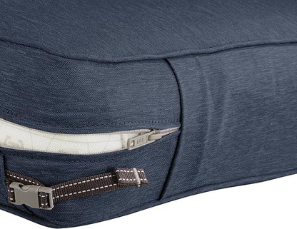 Classic Accessories Montlake Water-Resistant 25 x 25 x 5 Inch Square Outdoor Seat Cushion, Patio Furniture Chair Cushion, Heather Indigo Blue, Outdoor Cushion Cover