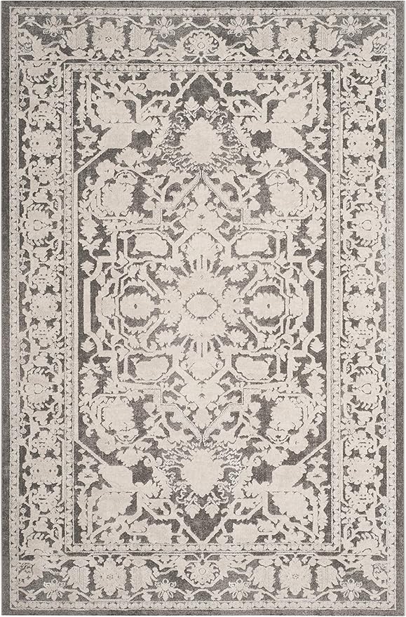 SAFAVIEH Area Rug 3x5 - Reflection Collection - Dark Grey & Cream, Non-Shedding & Easy Cleaning, Ideal for Entryway, Living Room, Bedroom (RFT665B)