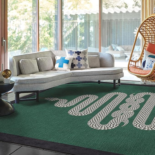 RUGGABLE x Jonathan Adler Washable Modern Area Rug – Venom Emerald 8x10, Stain-Resistant, Non-Slip – Large Machine Washable Rugs for Living Room, Bedroom, Hallway, Entryway & Office–with Standard Pad