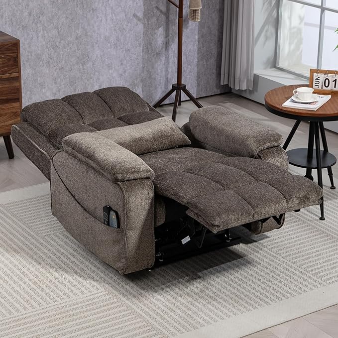 Power Lift Recliner Chairs for Elderly, Infinite Position Lay Flat Recliner with Heat & Massage Side Storage Cup Holder - USB Type C Charging - Dual Motor Lift Chair 400 lbs