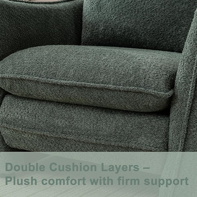 Oversized Armchair, Modern Accent Chair Upholstered in Soft Cloud Fabric with Plush Cushions – Comfy Lounge Chair for Reading Nook, Living Room, and Bedroom (Green, Set of 2)