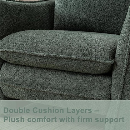 Oversized Armchair, Modern Accent Chair Upholstered in Soft Cloud Fabric with Plush Cushions – Comfy Lounge Chair for Reading Nook, Living Room, and Bedroom (Green, Set of 2)