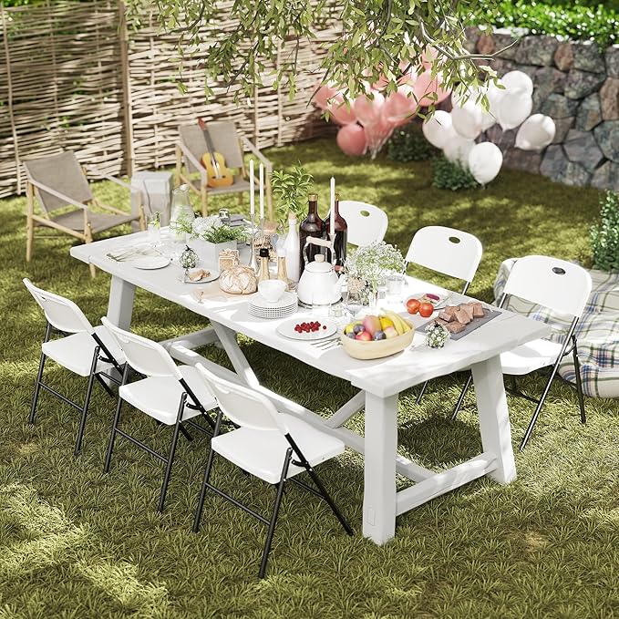 50 Pack Folding Chair, 800 Weight Limit Heavy Duty Plastic Folding Chair Portable Seating for Indoor Outdoor Events, Wedding, Party, Restaurant, Meeting Room White