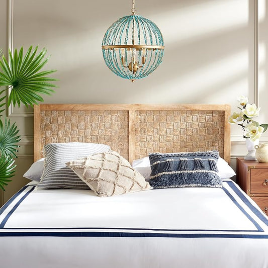SAFAVIEH Home Collection Halvor Natural Rattan Solid Wood King Size Headboard