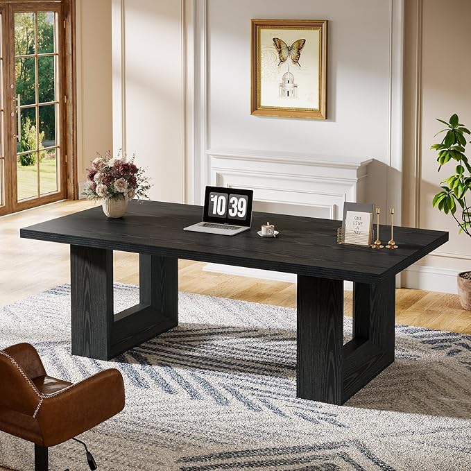Tribesigns Home Office Desk, 62.99" Large Farmhouse Executive Desk, Computer Table for Office, Conference Room, Study Room (Black)