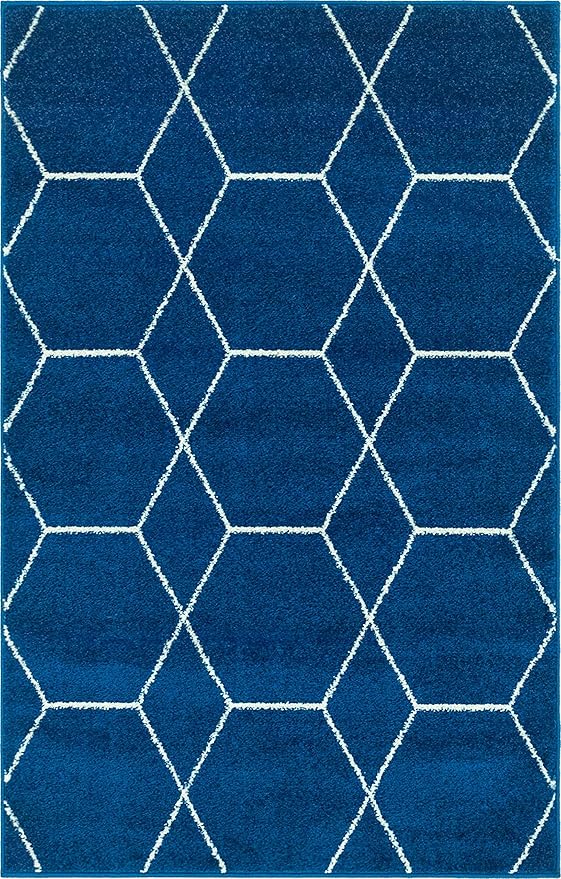 Unique Loom Trellis Frieze Collection Area Rug - Geometric (2' x 3' 1", Navy Blue/ Ivory)