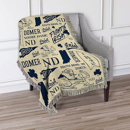 Notre Dame Fighting Irish NCAA Mapping Woven Tapestry Throw Blanket 48x60 inches